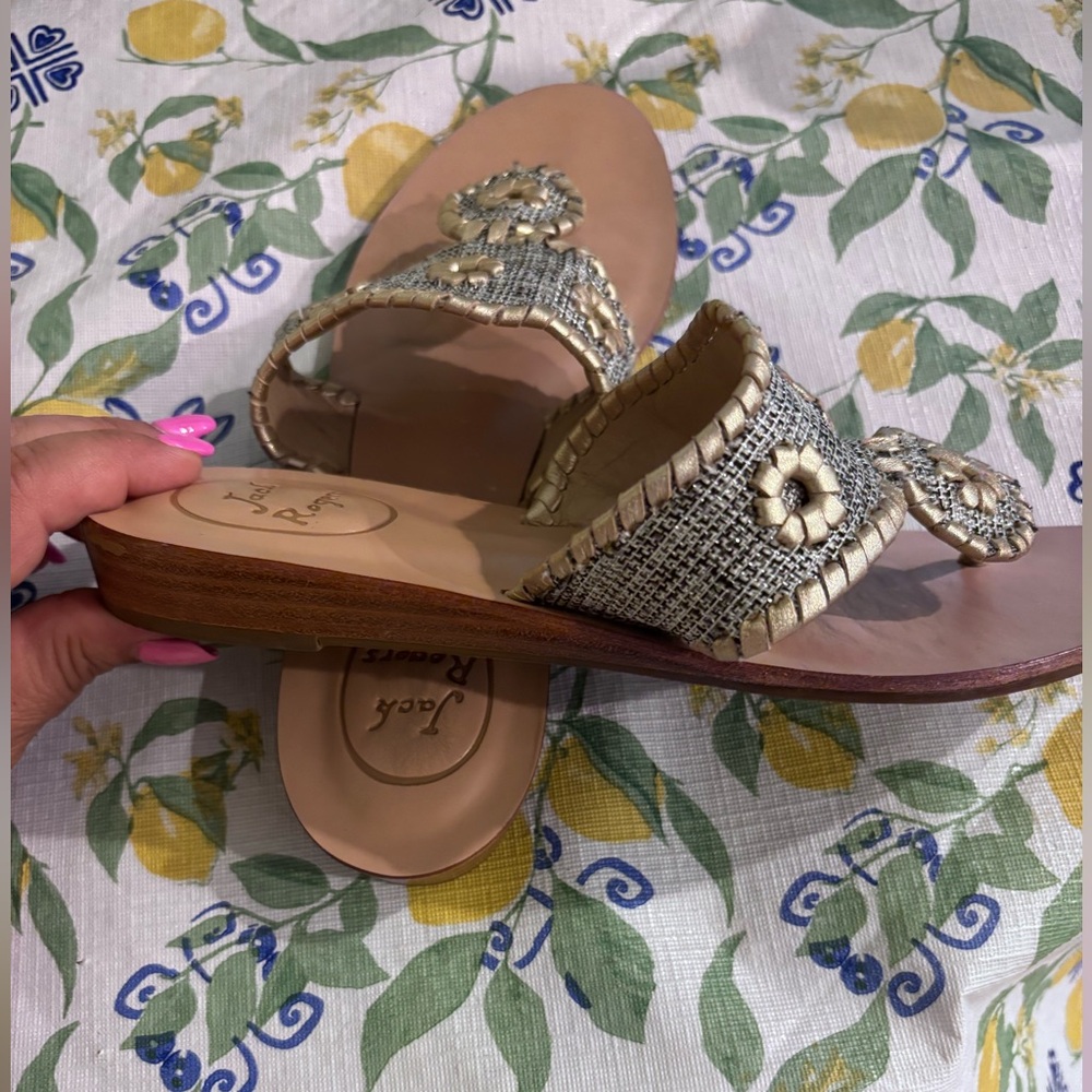 Jack Rogers Gold and Cream Sandals with Elegant Design - Picture 3 of 5